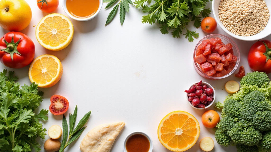 Image abstraite et moderne représentant une variété d'aliments sains et équilibrés